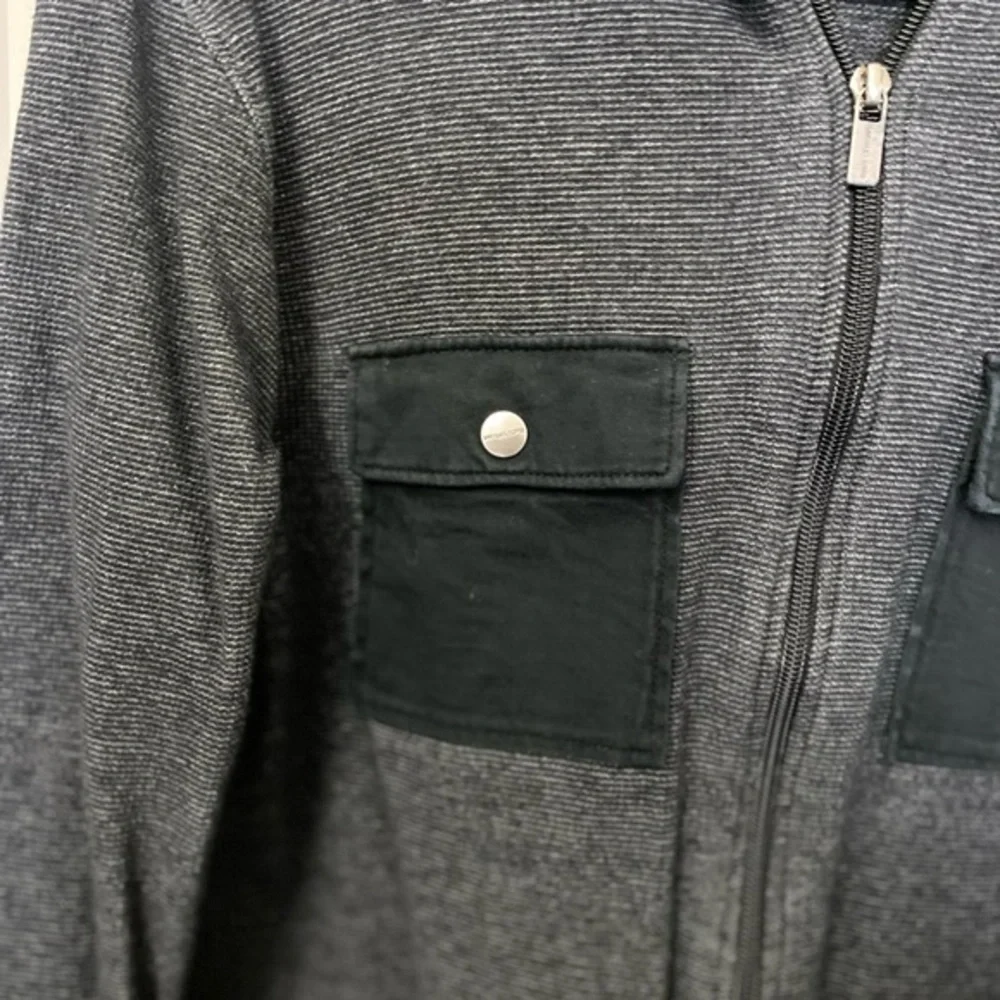 Michael Kors zip up sweater gray with black pockets size medium